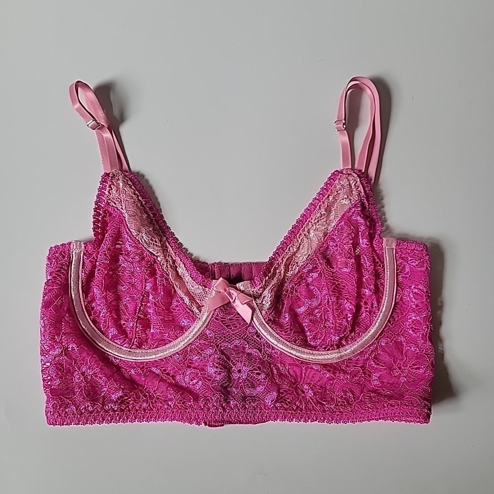 Tiger Mist Stretch Lace Bustier Bra Small Pink Barbie Coquette Feminine‎ Retro